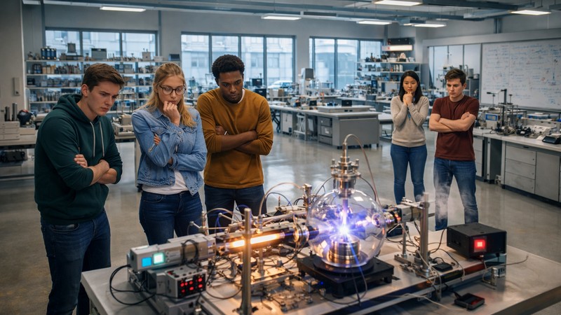 Versuchsanordnung in der Erprobung. Foto mit Hilfe von ChatGPT erstellt