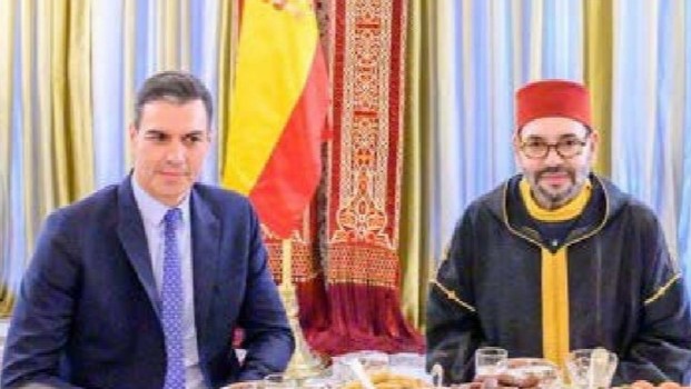 König Mohammed VI. und der Premierminister Spaniens im April 2022