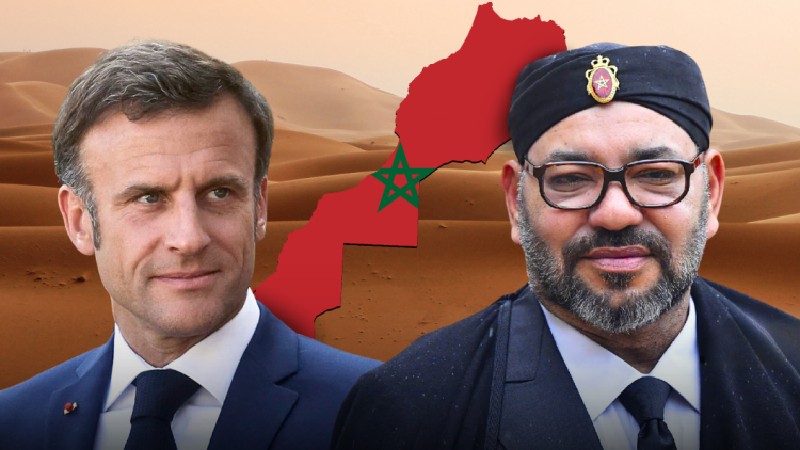 Seine Majestät König Mohammed VI. und Emmanuel Macron