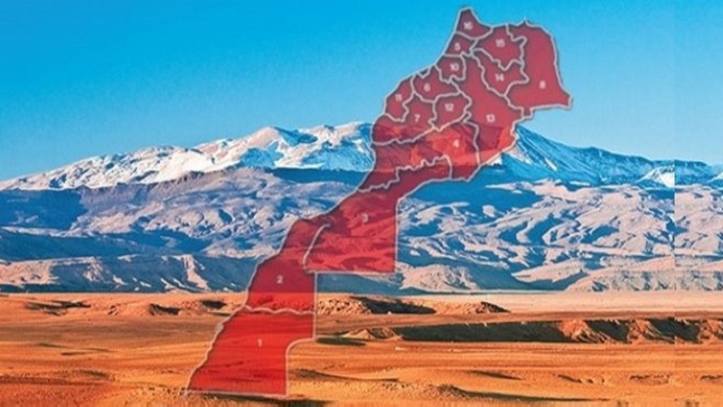 Marokko: Drei Regionen erwirtschafteten 59% des BIP, Foto: Regionalisationskarte von barlamane.com