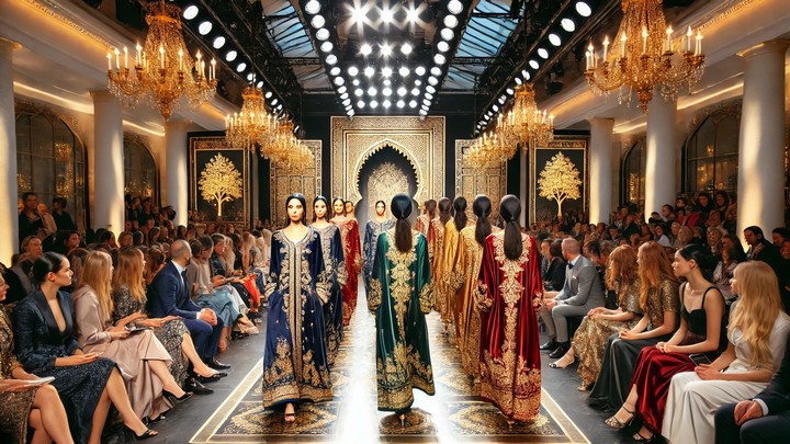 Fashion show in London featuring Moroccan kaftans, Foto: DALL-E