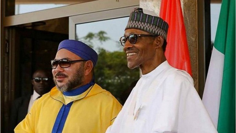 S.M. König Mohammed VI und Muhammadu Buhari, Präsident der Republik von Nigéria, Foto: barlamane.com