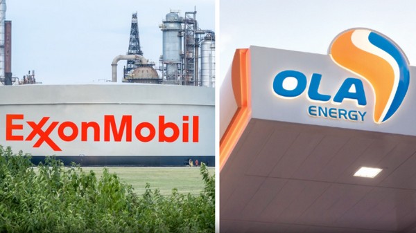 Logo ExxonMobil und Logo OLA Energy, Foto barlamantoday.com