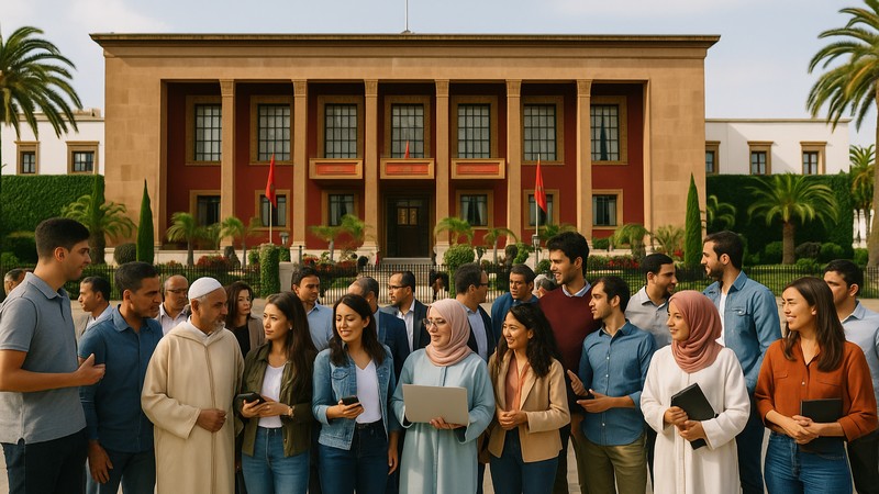 Vor dem marokkanischen Parlament in Rabat. Foto mit Hilfe von ChatGPT erstellt