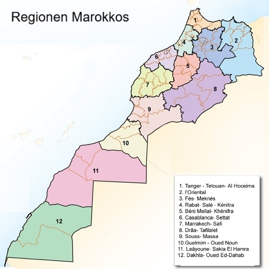 Regionen Marokkos. Foto: collectivites territoriales.gov.ma Regionen Marokkos. Foto: collectivites territoriales.gov.ma