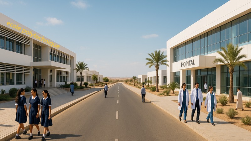 Moderne Schulen und Krankäusser. Foto mit Hilfe con ChatGPT erstellt Moderne Schulen und Krankenhaeuser. Foto mit Hilfe con ChatGPT erstellt