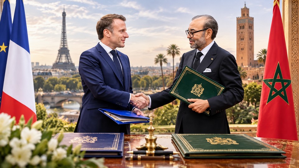 Emmanuel Macron und König Mohammed VI. Foto mit Hilfe von ChatGPT zusammengestellt Emmanuel Macron und König Mohammed VI. Foto mit Hilfe von ChatGPT zusammengestellt