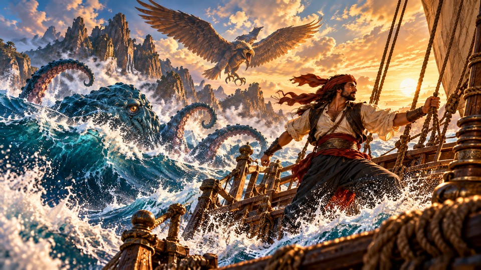 Aus dem Kaufmann Sindbad wird ein Held des Kinos. Die Reise einer Geschichte. Foto mit Hilfe von ChatGPT erstellt