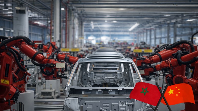 Autoproduktion Marokko China. Foto mit Hilfe von ChatGPT erstellt